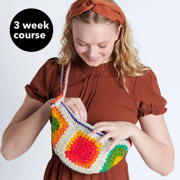 Beginners Crochet - Learn to Crochet a Granny Square Crossbody Bag