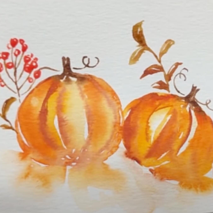 Halloween Pumpkin Fun Night Out -  Learn Watercolour Painting with Tea and Crafting London Arts & Crafts Studio