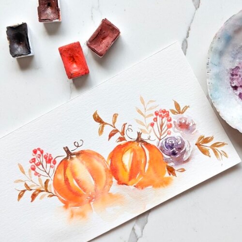 Halloween Pumpkin Fun Night Out -  Learn Watercolour Painting with Tea and Crafting London Arts & Crafts Studio