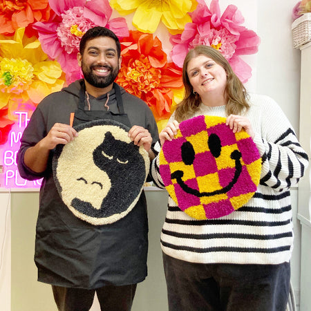Beginner rug tufting workshop in London at Tea and Crafting studio