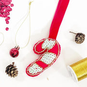 Learn how to embroider with Tea and Crafting in Covent Garden and embroider a sequin festive decoration for your next Christmas Do